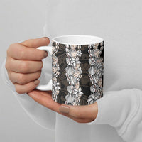 Black and Beige Hawaii Shell Lei Ceramic Mug Hawaiian Sunrise Shell Hebrew Cone Plumeria LT14 - Polynesian Pride