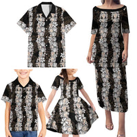 Black and Beige Hawaii Shell Lei Family Matching Puletasi and Hawaiian Shirt Hawaiian Sunrise Shell Hebrew Cone Plumeria LT14 - Polynesian Pride