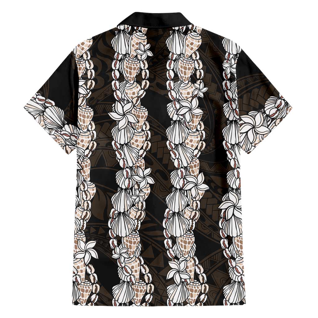 Black and Beige Hawaii Shell Lei Hawaiian Shirt Hawaiian Sunrise Shell Hebrew Cone Plumeria LT14 - Polynesian Pride