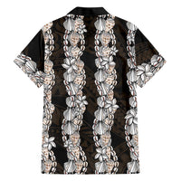Black and Beige Hawaii Shell Lei Hawaiian Shirt Hawaiian Sunrise Shell Hebrew Cone Plumeria LT14 - Polynesian Pride