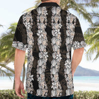 Black and Beige Hawaii Shell Lei Hawaiian Shirt Hawaiian Sunrise Shell Hebrew Cone Plumeria LT14 - Polynesian Pride