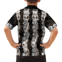 Black and Beige Hawaii Shell Lei Hawaiian Shirt Hawaiian Sunrise Shell Hebrew Cone Plumeria LT14 - Polynesian Pride