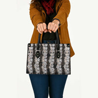 Black and Beige Hawaii Shell Lei Leather Bag Hawaiian Sunrise Shell Hebrew Cone Plumeria - Polynesian Pride