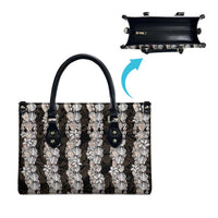 Black and Beige Hawaii Shell Lei Leather Bag Hawaiian Sunrise Shell Hebrew Cone Plumeria - Polynesian Pride