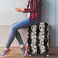 Black and Beige Hawaii Shell Lei Luggage Cover Hawaiian Sunrise Shell Hebrew Cone Plumeria - Polynesian Pride