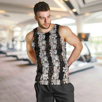 Black and Beige Hawaii Shell Lei Men Tank Top Hawaiian Sunrise Shell Hebrew Cone Plumeria - Polynesian Pride