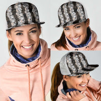 Black and Beige Hawaii Shell Lei Mesh Trucker Cap Hawaiian Sunrise Shell Hebrew Cone Plumeria - Polynesian Pride