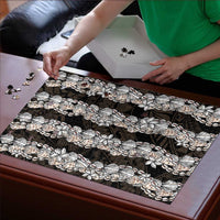 Black and Beige Hawaii Shell Lei Puzzle Hawaiian Sunrise Shell Hebrew Cone Plumeria - Polynesian Pride