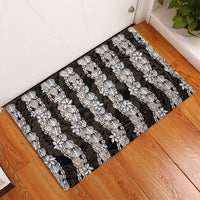 Black and Beige Hawaii Shell Lei Rubber Doormat Hawaiian Sunrise Shell Hebrew Cone Plumeria - Polynesian Pride