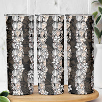 Black and Beige Hawaii Shell Lei Skinny Tumbler Hawaiian Sunrise Shell Hebrew Cone Plumeria LT14 - Polynesian Pride