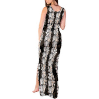 Black and Beige Hawaii Shell Lei Tank Maxi Dress Hawaiian Sunrise Shell Hebrew Cone Plumeria - Polynesian Pride