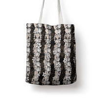 Black and Beige Hawaii Shell Lei Tote Bag Hawaiian Sunrise Shell Hebrew Cone Plumeria - Polynesian Pride