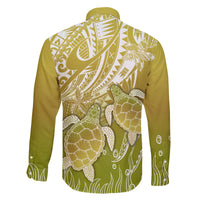 Polynesia Sea Turtle Family Matching Off Shoulder Maxi Dress and Hawaiian Shirt Happy Valentine Day Polynesian - Gold LT14 - Polynesian Pride