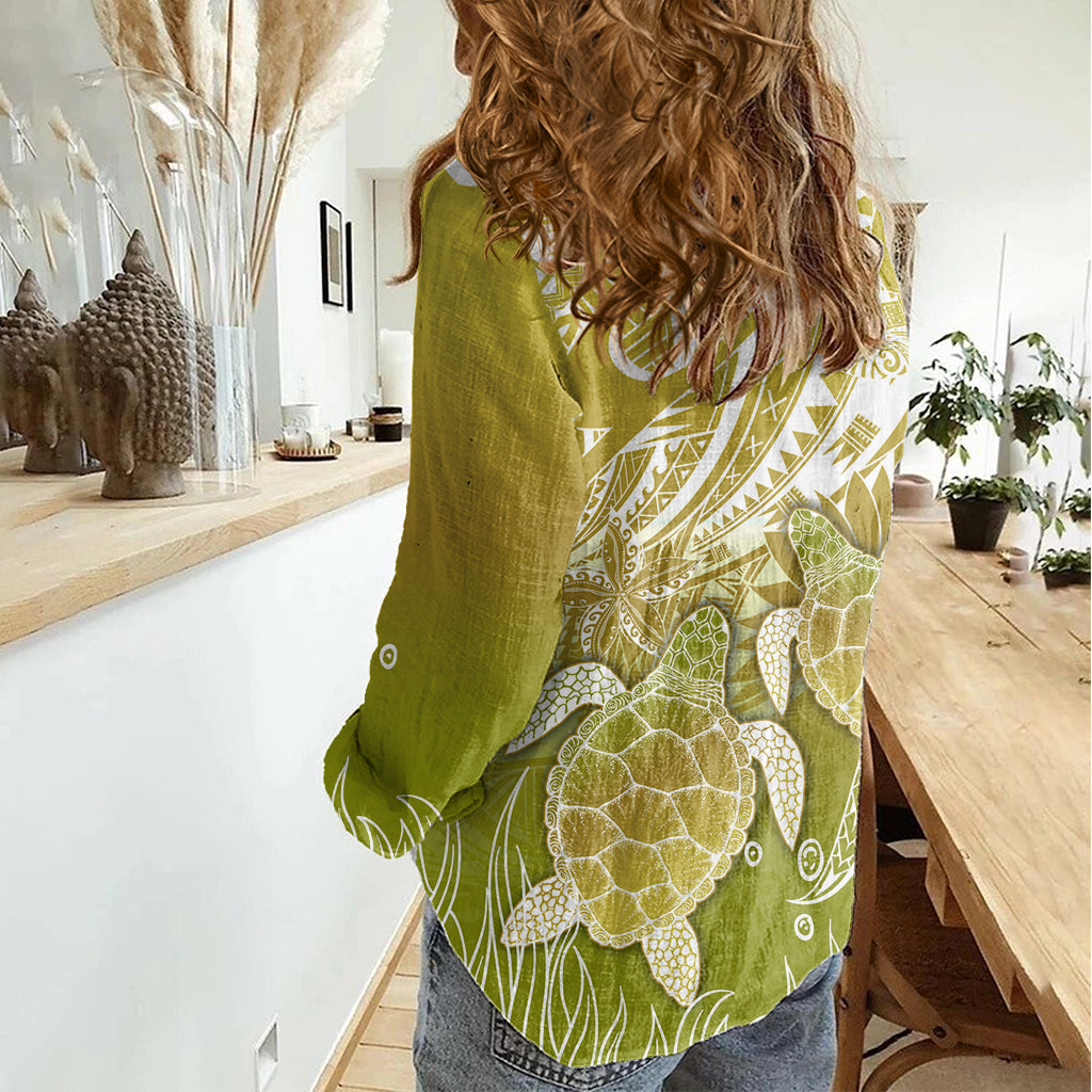 Polynesia Sea Turtle Women Casual Shirt Happy Valentine Day Polynesian - Gold LT14 - Polynesian Pride