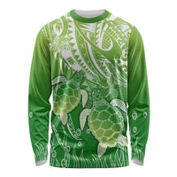 Polynesia Sea Turtle Long Sleeve Shirt Happy Valentine Day Polynesian - Green LT14 Unisex Green - Polynesian Pride