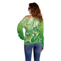 Polynesia Sea Turtle Off Shoulder Sweater Happy Valentine Day Polynesian - Green LT14 - Polynesian Pride