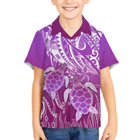 Polynesia Valentine Day Family Matching Puletasi Dress and Hawaiian Shirt Polynesian Sea Turtle Purple Version LT14 Son's Shirt Purple - Polynesian Pride
