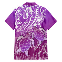 Polynesia Valentine Day Family Matching Tank Maxi Dress and Hawaiian Shirt Polynesian Sea Turtle Purple Version LT14 - Polynesian Pride