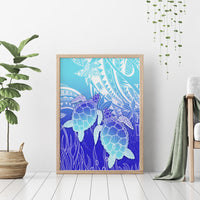 Polynesia Valentine Day Canvas Wall Art Polynesian Sea Turtle Turquoise Version LT14 - Polynesian Pride