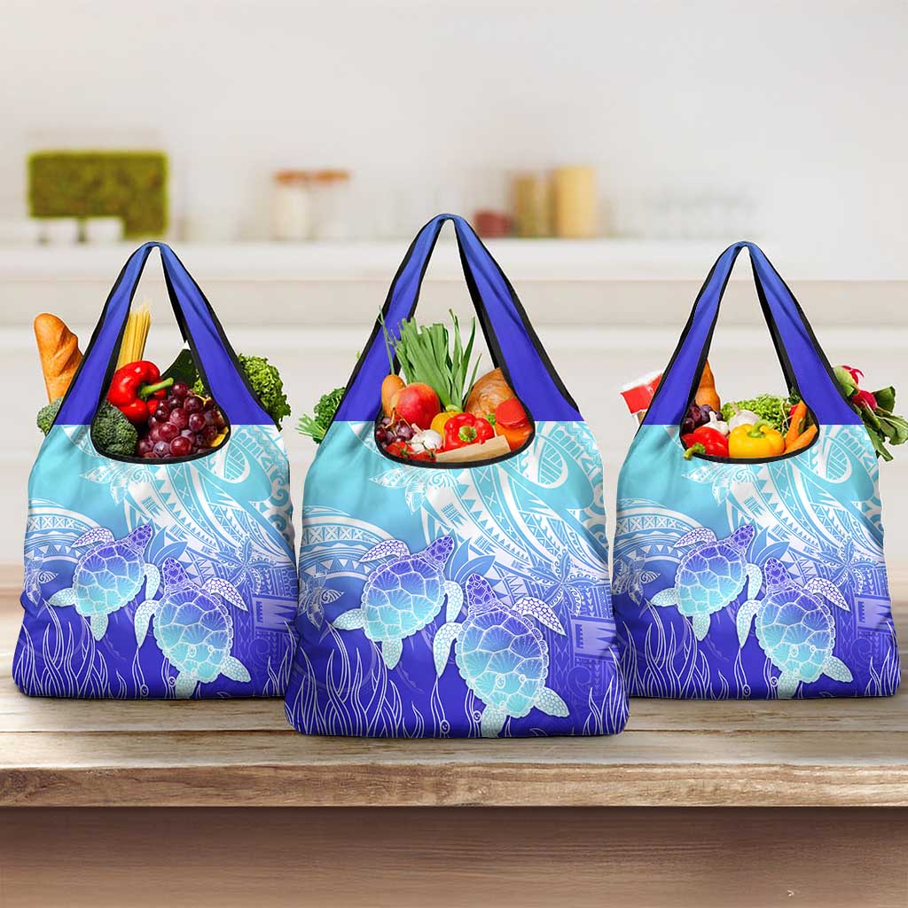 Polynesia Valentine Day Grocery Bag Polynesian Sea Turtle Turquoise Version