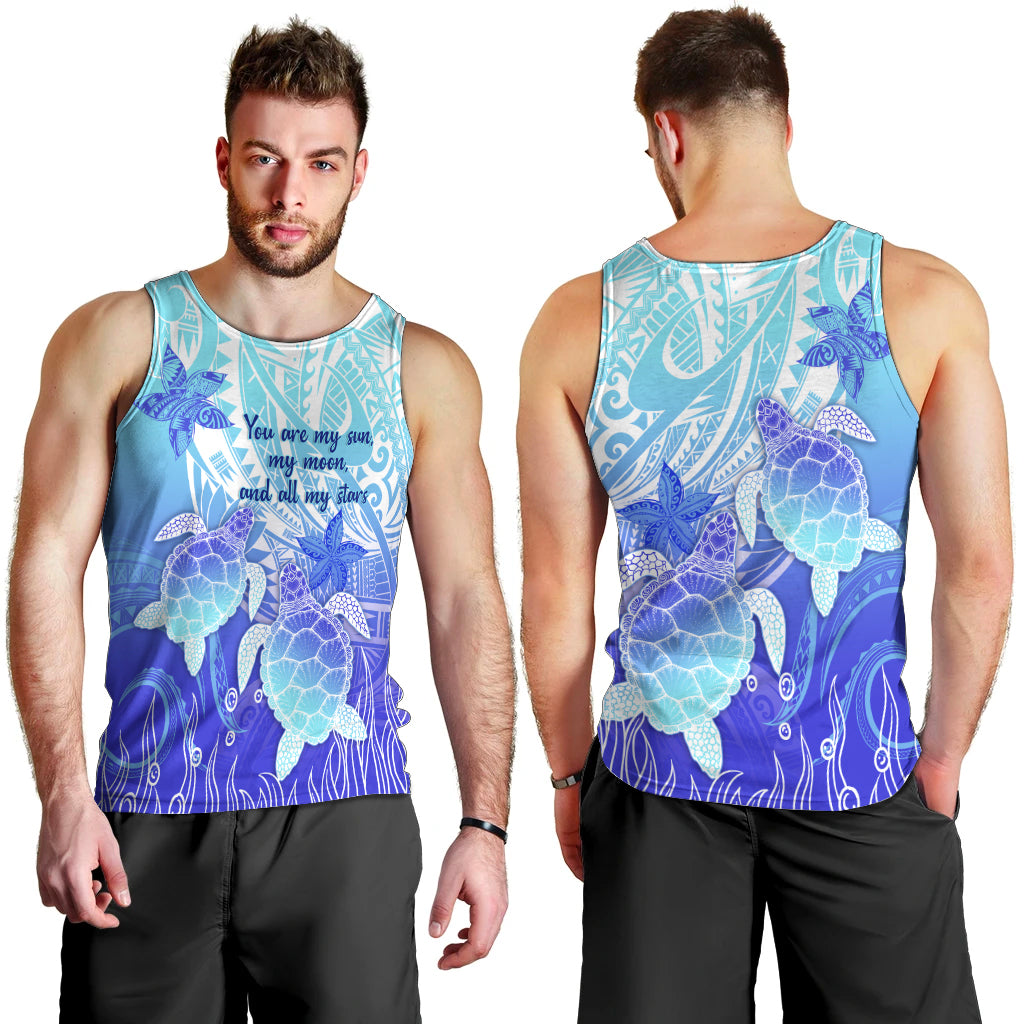 Polynesia Valentine Day Men Tank Top Polynesian Sea Turtle Turquoise Version LT14 - Polynesian Pride