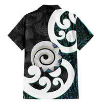 Aotearoa Koru Family Matching Mermaid Dress and Hawaiian Shirt Cyan Maori Paua Shell Mix Silver Fern LT14 - Polynesian Pride