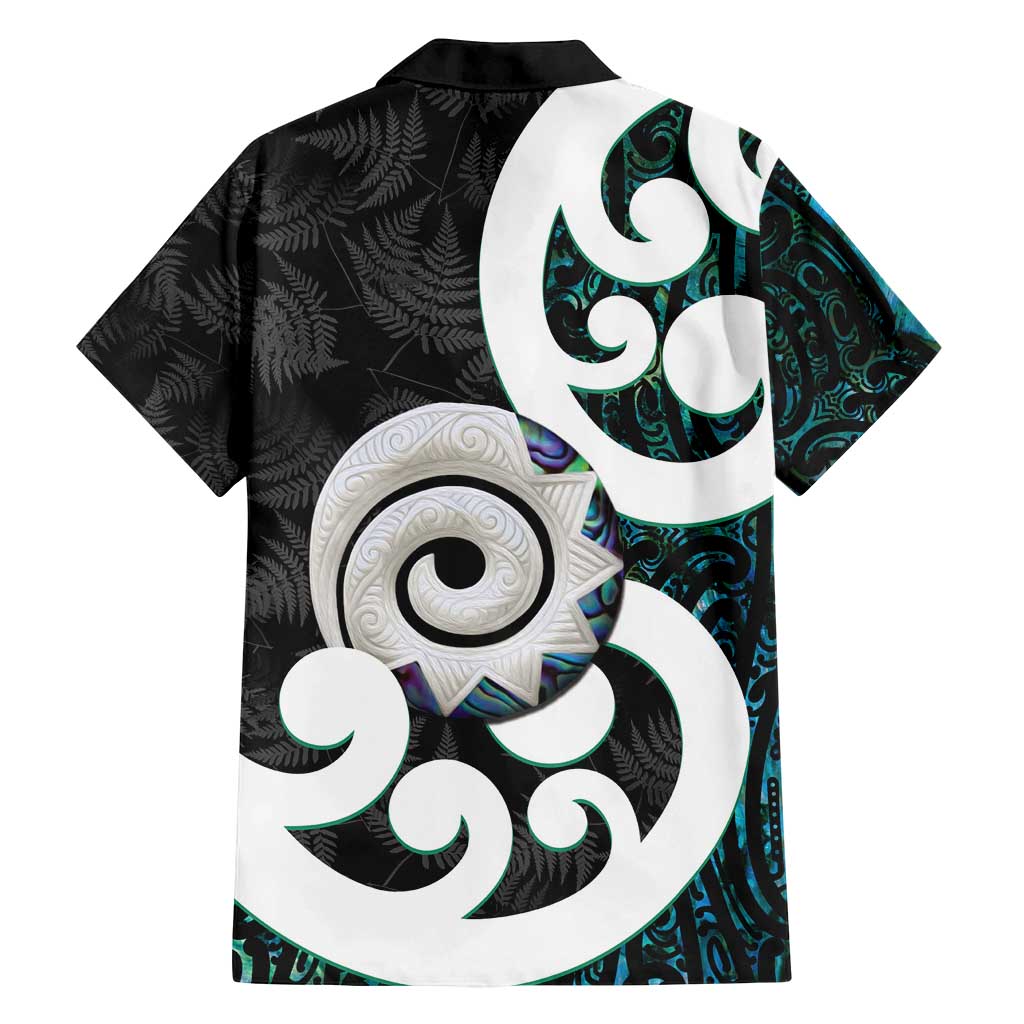 Aotearoa Koru Family Matching Tank Maxi Dress and Hawaiian Shirt Cyan Maori Paua Shell Mix Silver Fern LT14 - Polynesian Pride