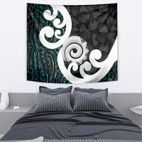Aotearoa Koru Tapestry Cyan Maori Paua Shell Mix Silver Fern LT14 - Polynesian Pride