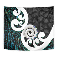 Aotearoa Koru Tapestry Cyan Maori Paua Shell Mix Silver Fern LT14 - Polynesian Pride