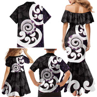 Aotearoa Koru Family Matching Mermaid Dress and Hawaiian Shirt Purple Maori Paua Shell Mix Silver Fern LT14 - Polynesian Pride