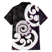 Aotearoa Koru Family Matching Puletasi and Hawaiian Shirt Purple Maori Paua Shell Mix Silver Fern LT14 - Polynesian Pride