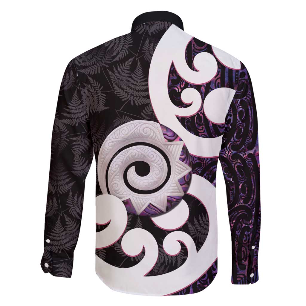 Aotearoa Koru Family Matching Summer Maxi Dress and Hawaiian Shirt Purple Maori Paua Shell Mix Silver Fern LT14 - Polynesian Pride