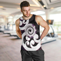 Aotearoa Koru Men Tank Top Purple Maori Paua Shell Mix Silver Fern