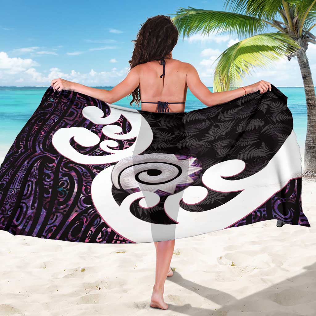 Aotearoa Koru Sarong Purple Maori Paua Shell Mix Silver Fern LT14 - Polynesian Pride