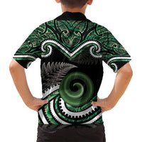 Koru Pounamu Aotearoa Family Matching Long Sleeve Bodycon Dress and Hawaiian Shirt Maori Paua Shell Mix Silver Fern LT14 - Polynesian Pride