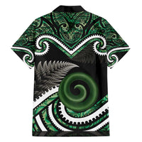 Koru Pounamu Aotearoa Family Matching Off Shoulder Short Dress and Hawaiian Shirt Maori Paua Shell Mix Silver Fern LT14 - Polynesian Pride