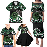 Koru Pounamu Aotearoa Family Matching Puletasi and Hawaiian Shirt Maori Paua Shell Mix Silver Fern LT14 - Polynesian Pride