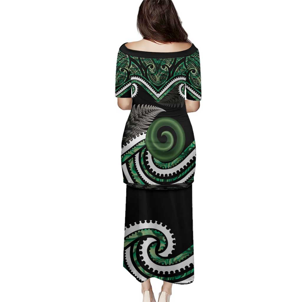 Koru Pounamu Aotearoa Family Matching Puletasi and Hawaiian Shirt Maori Paua Shell Mix Silver Fern LT14 - Polynesian Pride