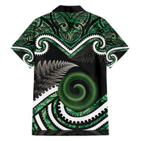 Koru Pounamu Aotearoa Family Matching Short Sleeve Bodycon Dress and Hawaiian Shirt Maori Paua Shell Mix Silver Fern LT14 - Polynesian Pride