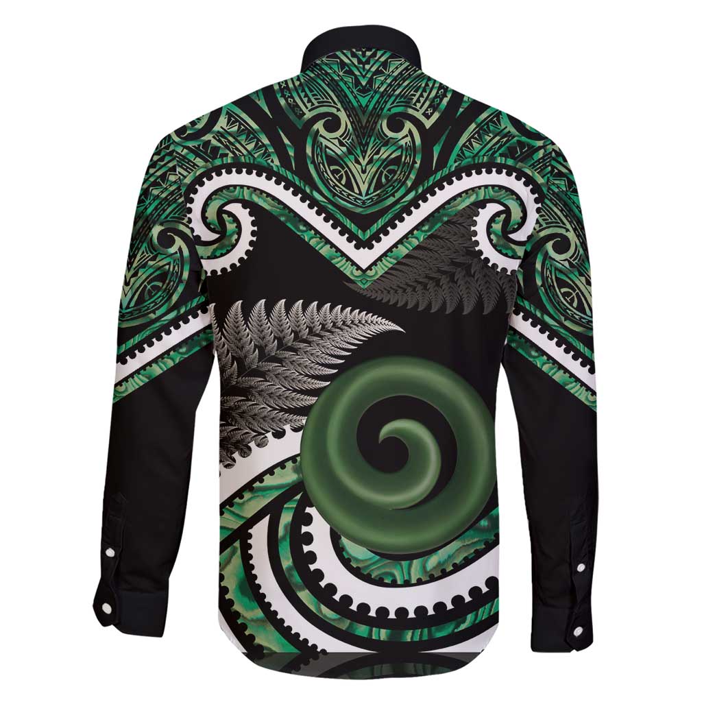 Koru Pounamu Aotearoa Family Matching Short Sleeve Bodycon Dress and Hawaiian Shirt Maori Paua Shell Mix Silver Fern LT14 - Polynesian Pride