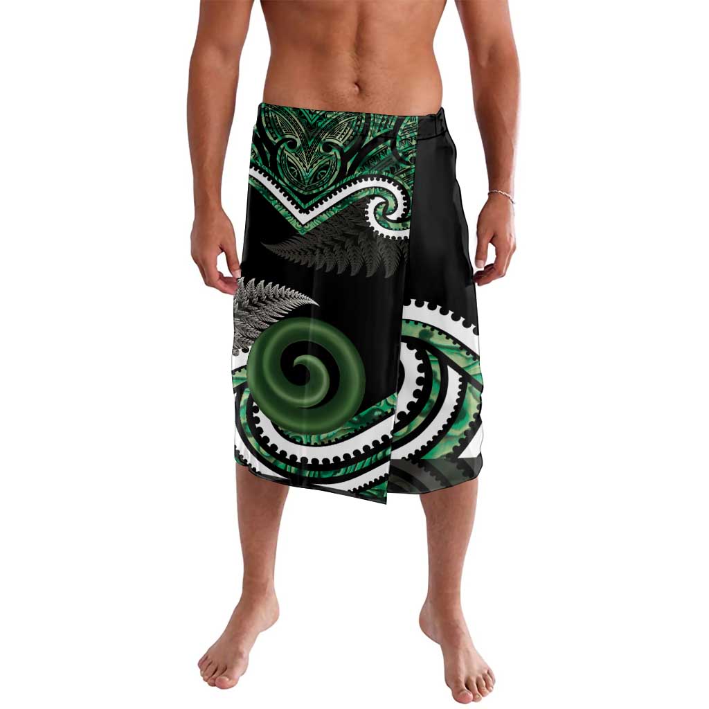 Koru Pounamu Aotearoa Lavalava Maori Paua Shell Mix Silver Fern LT14 Black - Polynesian Pride
