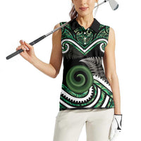 Koru Pounamu Aotearoa Women Sleeveless Polo Shirt Maori Paua Shell Mix Silver Fern LT14 - Polynesian Pride