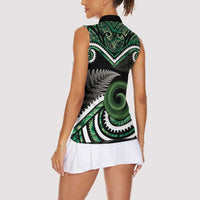 Koru Pounamu Aotearoa Women Sleeveless Polo Shirt Maori Paua Shell Mix Silver Fern LT14 - Polynesian Pride