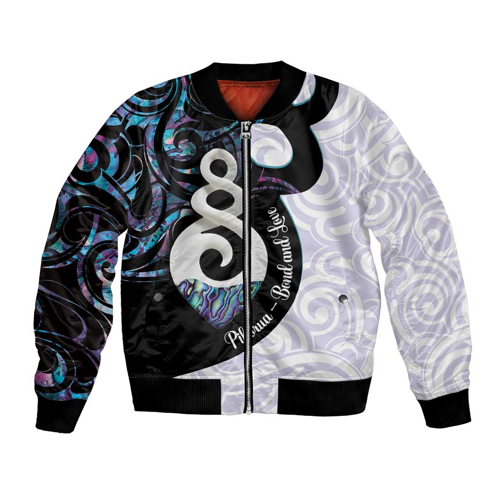 Aotearoa Pikorua Bomber Jacket NZ Twist - Bond And Love LT14 Unisex White - Polynesian Pride