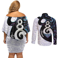 Aotearoa Pikorua Couples Matching Off Shoulder Short Dress and Long Sleeve Button Shirt NZ Twist - Bond And Love LT14 - Polynesian Pride