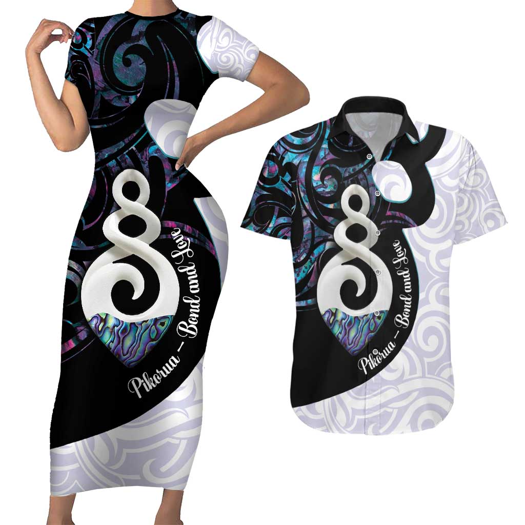 Aotearoa Pikorua Couples Matching Short Sleeve Bodycon Dress and Hawaiian Shirt NZ Twist - Bond And Love LT14 White - Polynesian Pride