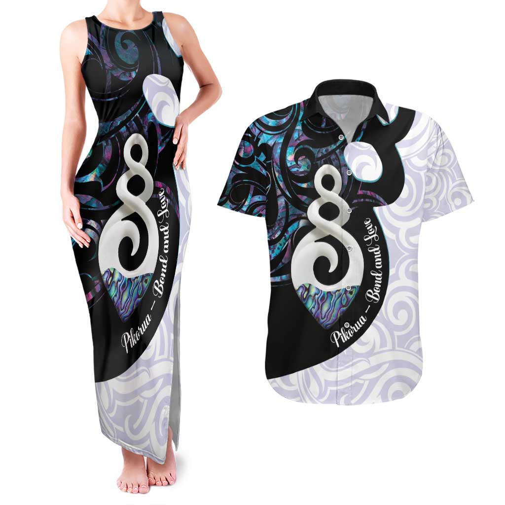 Aotearoa Pikorua Couples Matching Tank Maxi Dress and Hawaiian Shirt NZ Twist - Bond And Love LT14 White - Polynesian Pride