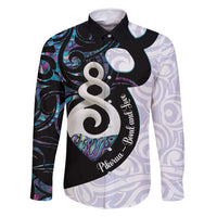 Aotearoa Pikorua Family Matching Off Shoulder Maxi Dress and Hawaiian Shirt NZ Twist - Bond And Love LT14 Dad's Shirt - Long Sleeve White - Polynesian Pride