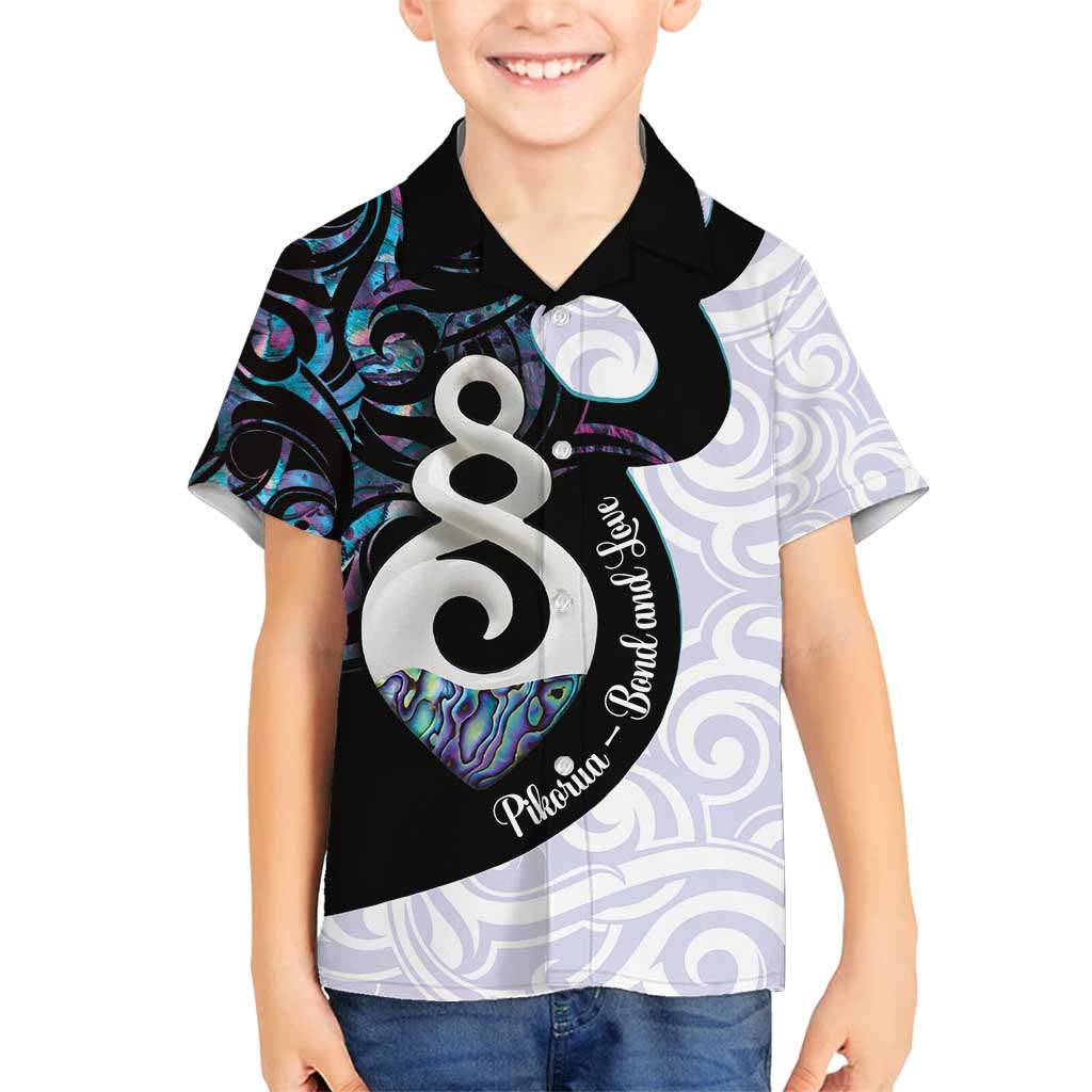 Aotearoa Pikorua Family Matching Off Shoulder Short Dress and Hawaiian Shirt NZ Twist - Bond And Love LT14 Son's Shirt White - Polynesian Pride