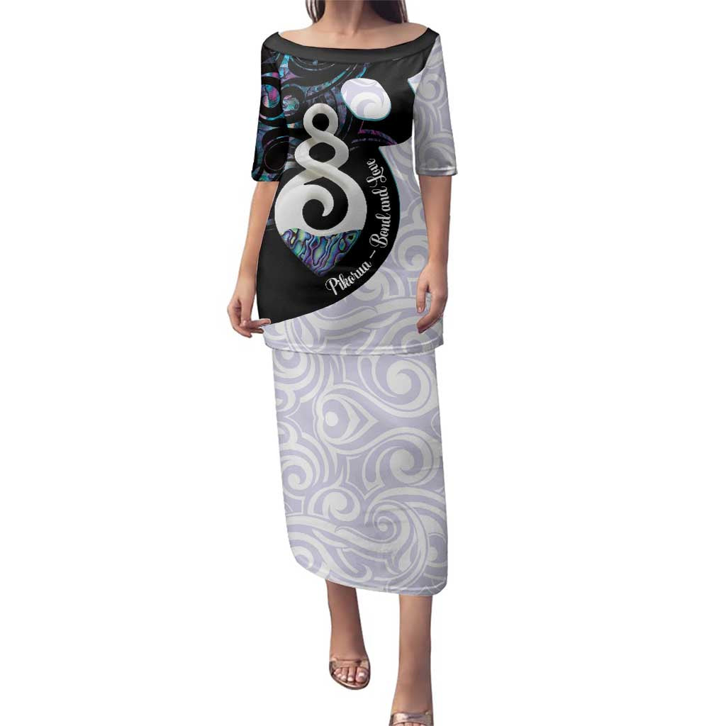 Aotearoa Pikorua Family Matching Puletasi and Hawaiian Shirt NZ Twist - Bond And Love LT14 Mom's Dress White - Polynesian Pride